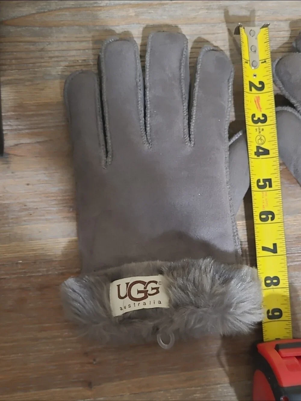 UGG Gray Suede Fur-Trim Gloves